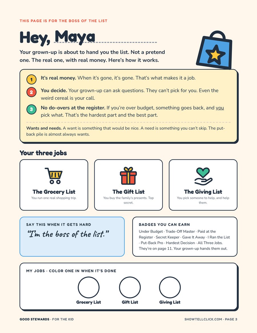 A page written to your kid